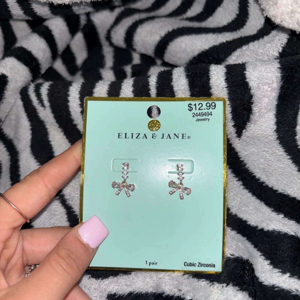 Eliza & Jane Gold Bow Cubic Zirconia Earrings